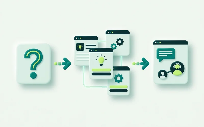 A small business website visitor journey from question to answer to human handoff