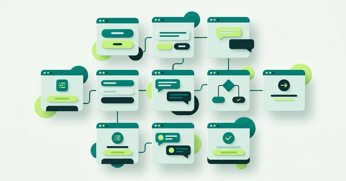 A grid of eleven labelled chat flow step type icons
