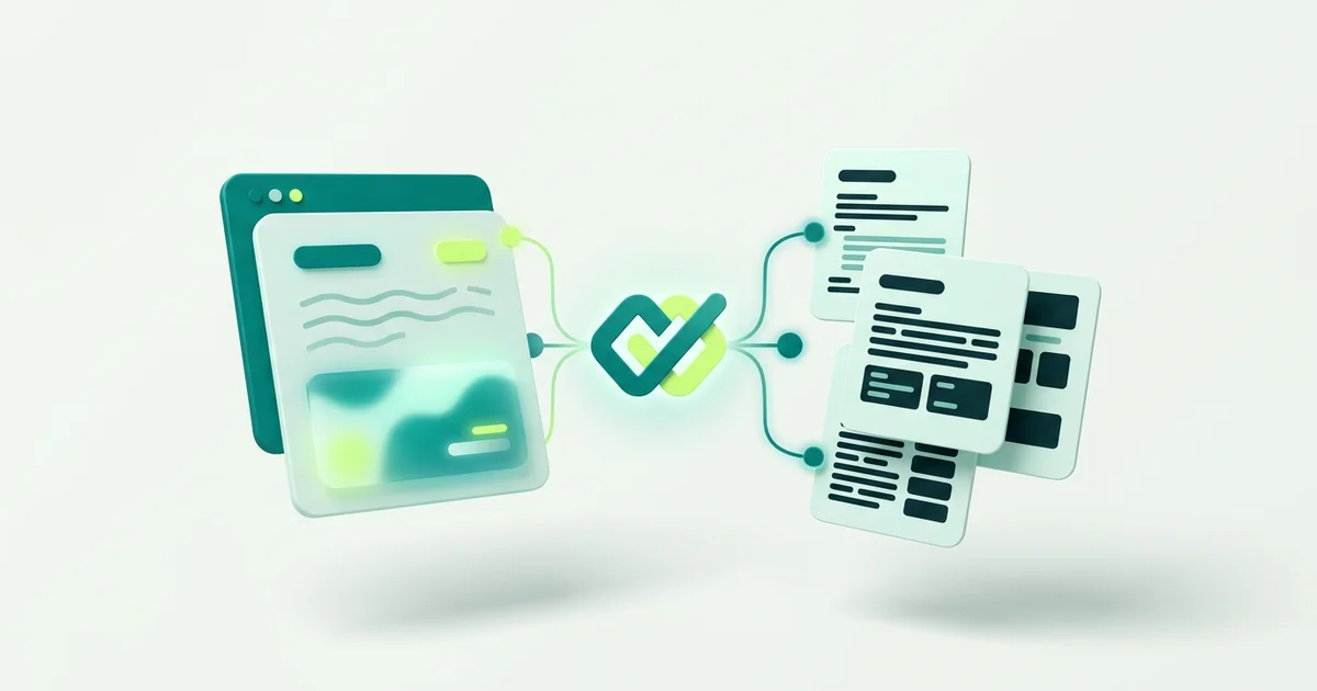 An AI answer being checked against verified source documents