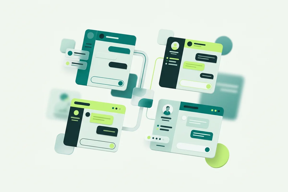 One workspace switching between several website chat configurations for different brands